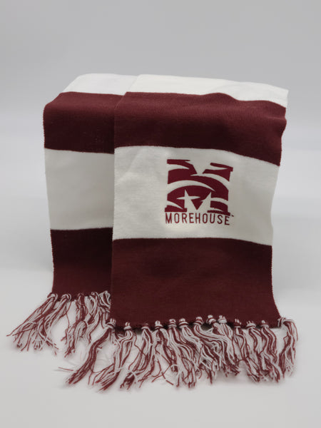 Embroidered Morehouse Maroon and White Scarf