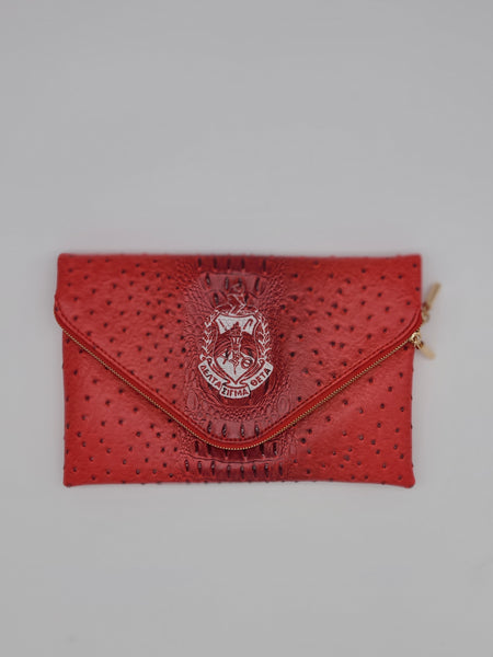 Embroidered Delta Sigma Theta Large Red Envelope Clutch