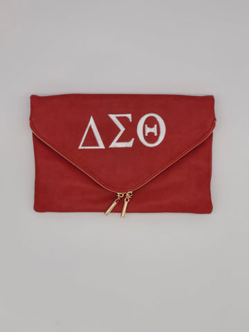 Embroidered Delta Sigma Theta Large Red Envelope Clutch