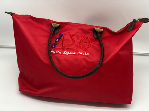 Embroidered Delta Sigma Theta Nylon Large Tote Bag