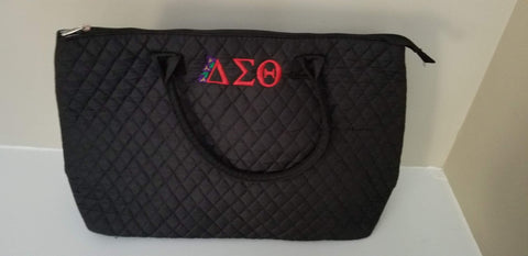 Embroidered Delta Sigma Theta Quilted Large Tote Bag