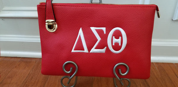 Embroidered Delta Sigma Theta Side Clasp Clutch/Crossbody Bag