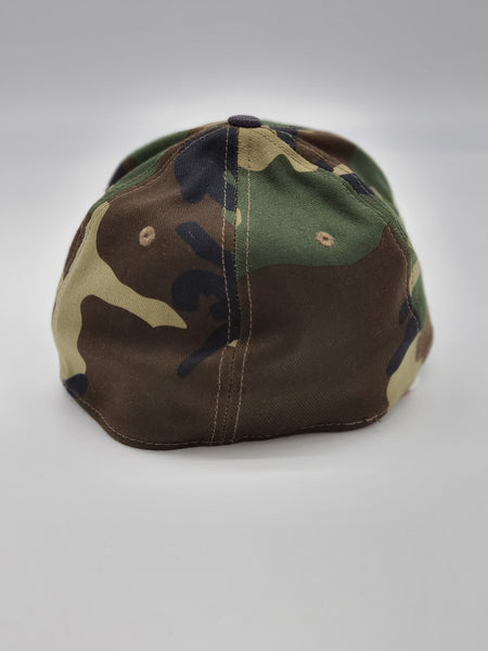 Embroidered Morehouse New Era Camo Hat with Charcoal Bill