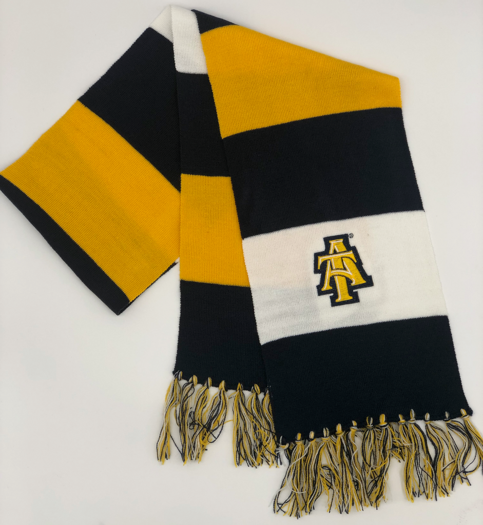 Embroidered NC A&T Striped Scarf