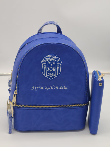 Embroidered Zeta Phi Beta Leather Backpack